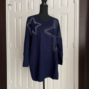 Navy Blue Sparkly Star Sweater/Tunic